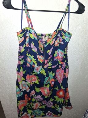 Set Of 2 Roxy Navy Floral Zip Sundress with Bright Multicolor Print